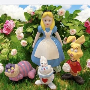 Disney Vintage Porcelain Alice In Wonderland Collectible Figurines 1960s